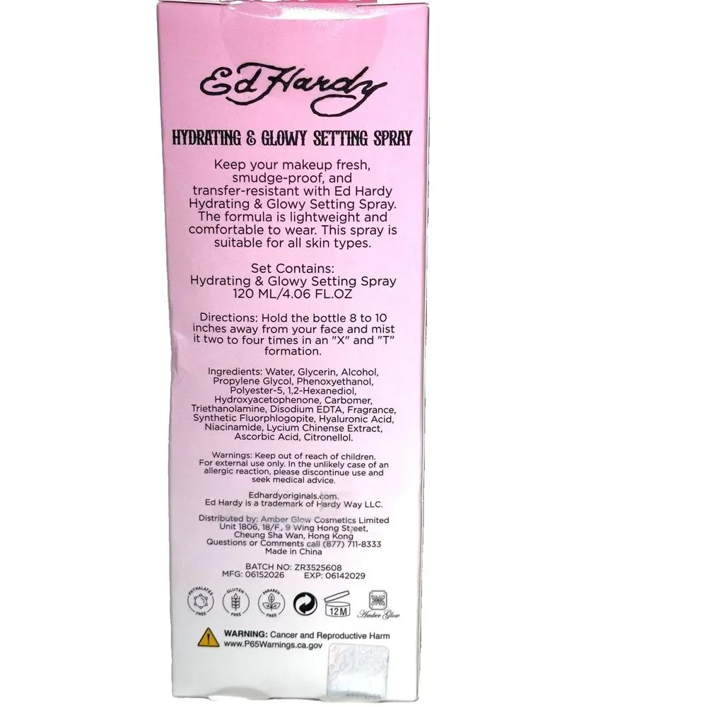 Ed Hardy Hydrating & Glowy Setting Spray Hydrating Glowy Berry 4.06 fl oz